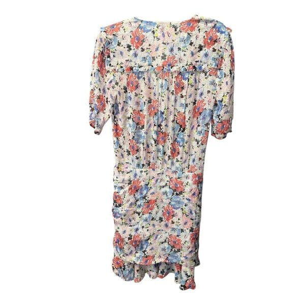 Veronica Beard Dakota Ruched Silk Floral Mini Dress White Multi Sz 6 WornOnTV - Picture 4 of 12